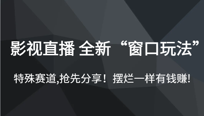 影视直播 全新“窗口玩法”，特殊赛道,抢先分享！摆烂一样有钱赚!-自媒体副业资源网