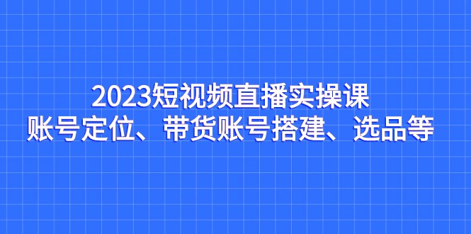 2023短视频直播实操课，账号定位、带货账号搭建、选品等-自媒体副业资源网