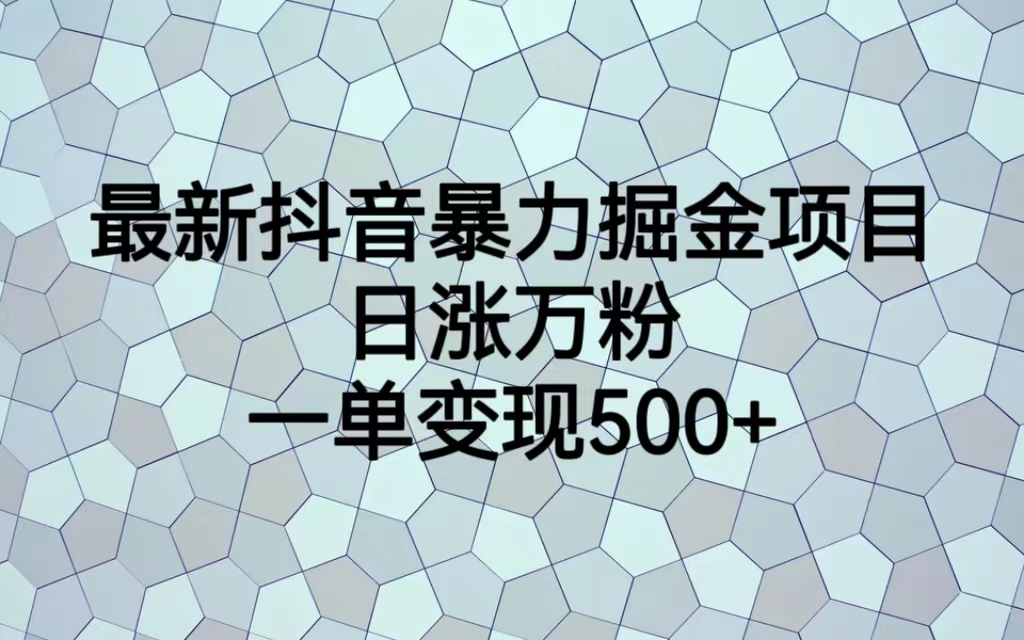 （7100期）最火热的抖音暴力掘金项目，日涨万粉，多种变现方式，一单变现可达500+-自媒体副业资源网