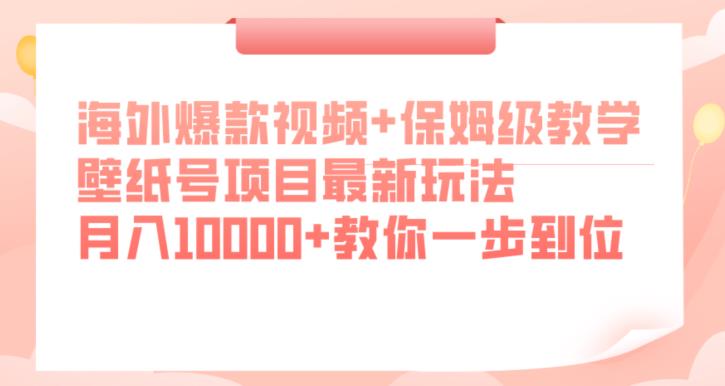 海外爆款视频+保姆级教学，壁纸号项目最新玩法，月入10000+教你一步到位【揭秘】-自媒体副业资源网