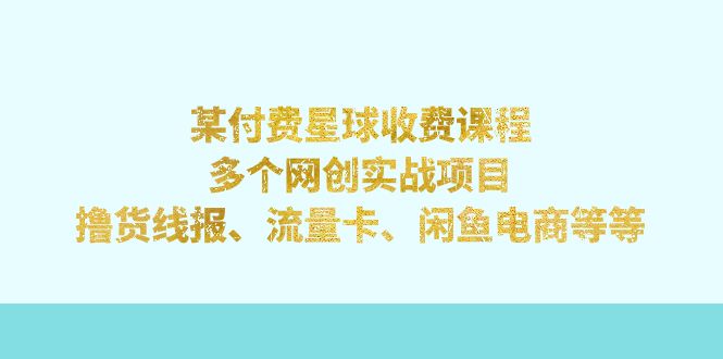 （7199期）某付费星球课程：多个网创实战项目，撸货线报、流量卡、闲鱼电商等等-自媒体副业资源网