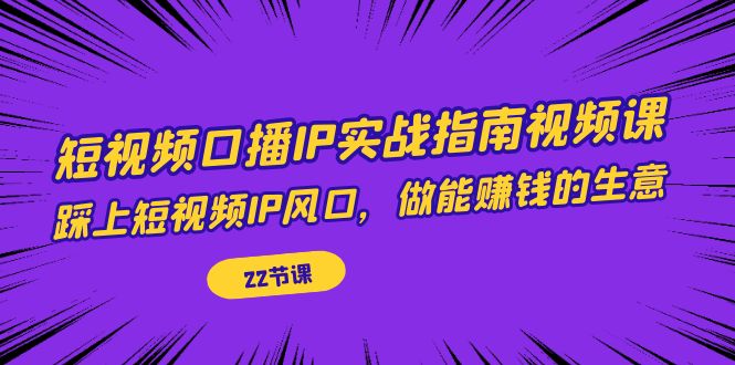 （7202期）短视频口播IP实战指南视频课，踩上短视频IP风口，做能赚钱的生意（22节课）-自媒体副业资源网