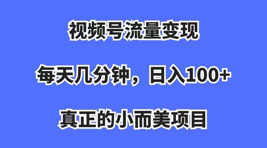 （7212期）视频号流量变现，每天几分钟，收入100+，真正的小而美项目-自媒体副业资源网