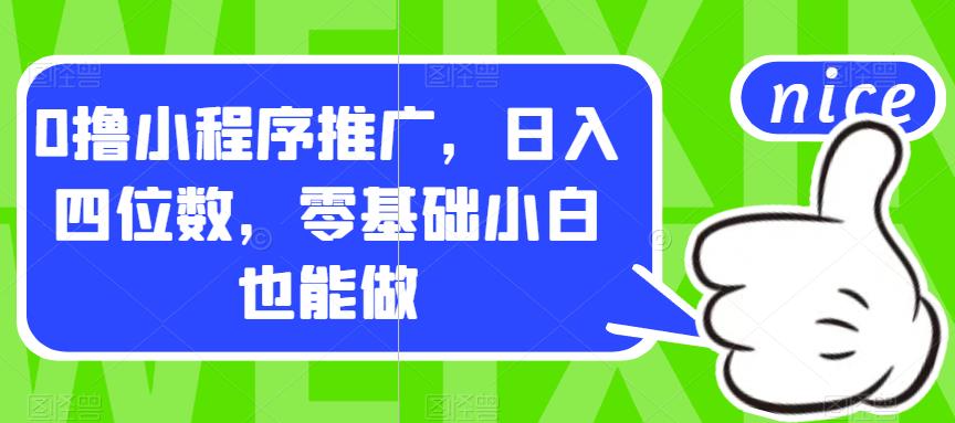 0撸小程序推广，日入四位数，零基础小白也能做【揭秘】-自媒体副业资源网