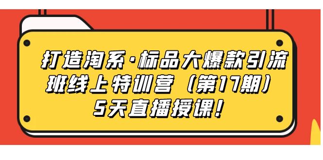 （7226期）打造淘系·标品大爆款引流班线上特训营（第17期）5天直播授课！-自媒体副业资源网