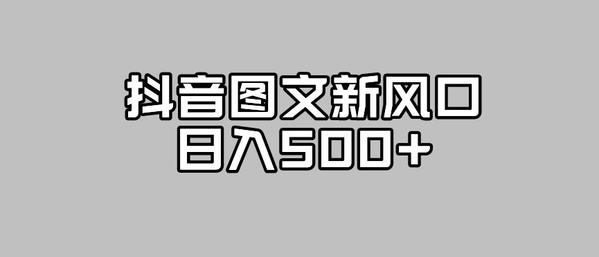 抖音图文最新风口，流量扶持非常高，日入500+【揭秘】-自媒体副业资源网