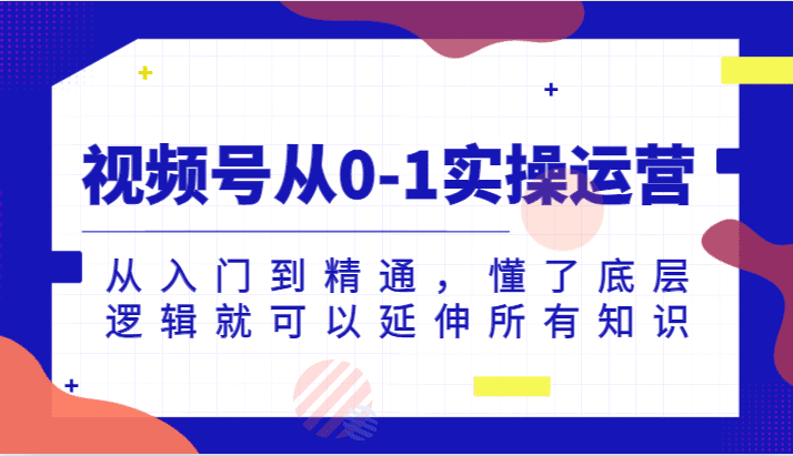 视频号从0-1实操运营，从入门到精通，懂了底层逻辑就可以延伸所有知识-自媒体副业资源网