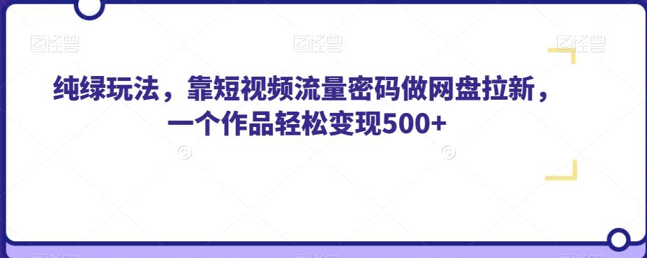 纯绿玩法，靠短视频流量密码做网盘拉新，一个作品轻松变现500+【揭秘】-自媒体副业资源网