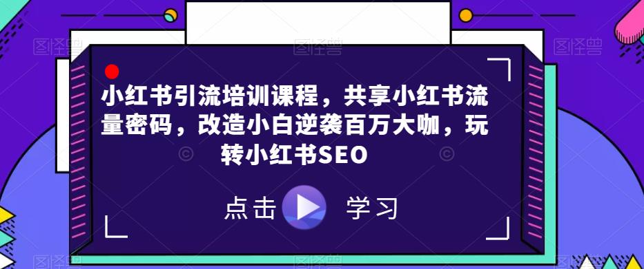 小红书引流培训课程，共享小红书流量密码，改造小白逆袭百万大咖，玩转小红书SEO-自媒体副业资源网