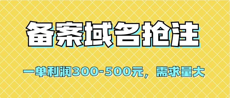 （7277期）【全网首发】备案域名抢注，一单利润300-500元，需求量大-自媒体副业资源网