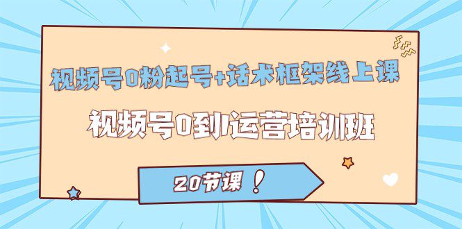 视频号·0粉起号+话术框架线上课：视频号0到1运营培训班（20节课）-自媒体副业资源网