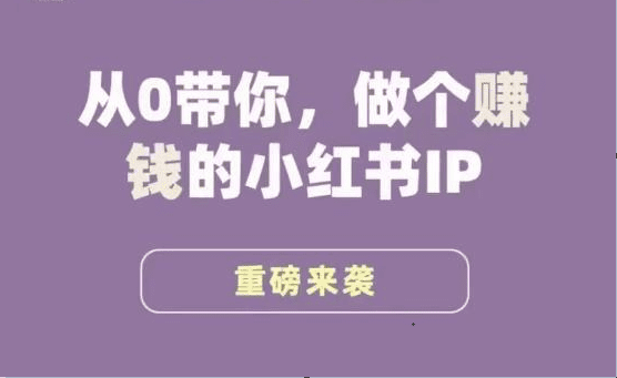 小红书运营大宝典，从0带你做个赚钱的小红书IP-自媒体副业资源网