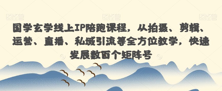 国学玄学线上IP陪跑课程，从拍摄、剪辑、运营、直播、私域引流等全方位教学，快速发展数百个矩阵号-自媒体副业资源网