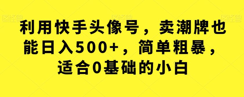 利用快手头像号，卖潮牌也能日入500+，简单粗暴，适合0基础的小白【揭秘】-自媒体副业资源网