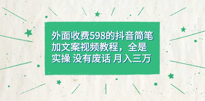 （7327期）外面收费598抖音简笔加文案教程，全是实操 没有废话 月入三万（教程+资料）-自媒体副业资源网