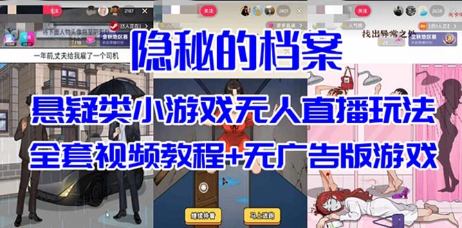 （7335期）抖音爆火的悬疑解谜小游戏【隐秘的档案】无人直播玩法【教程+游戏+工具】-自媒体副业资源网