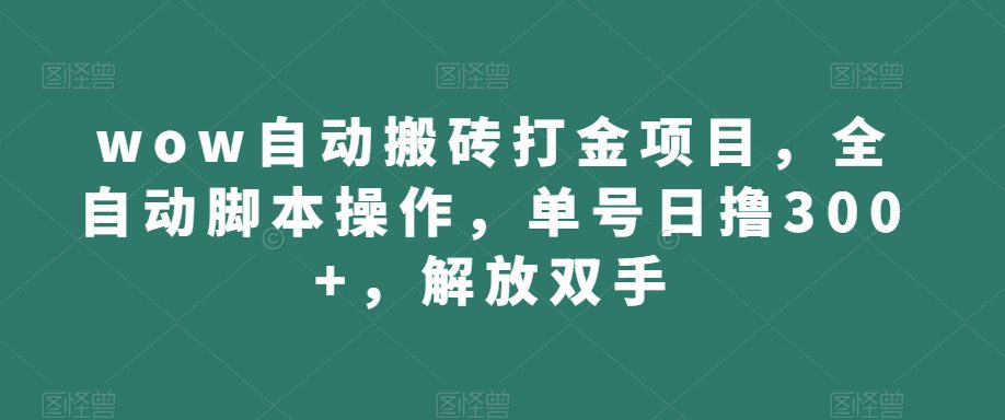 wow自动搬砖打金项目，全自动脚本操作，单号日撸300+，解放双手【揭秘】-自媒体副业资源网