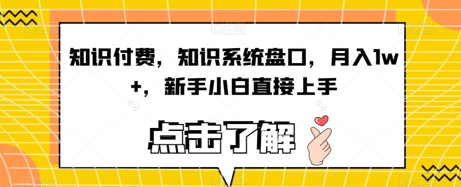 知识付费，知识系统盘口，月入1w+，新手小白直接上手-自媒体副业资源网