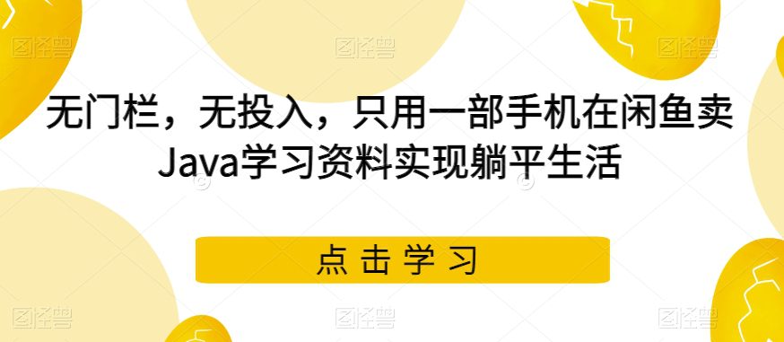 无门栏，无投入，只用一部手机在闲鱼卖Java学习资料实现躺平生活【揭秘】-自媒体副业资源网