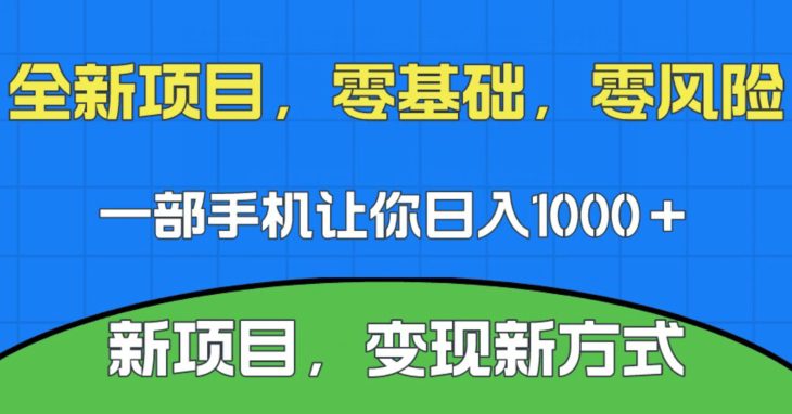 新项目，新平台，一部手机即可日入1000＋，无门槛操作【揭秘】-自媒体副业资源网