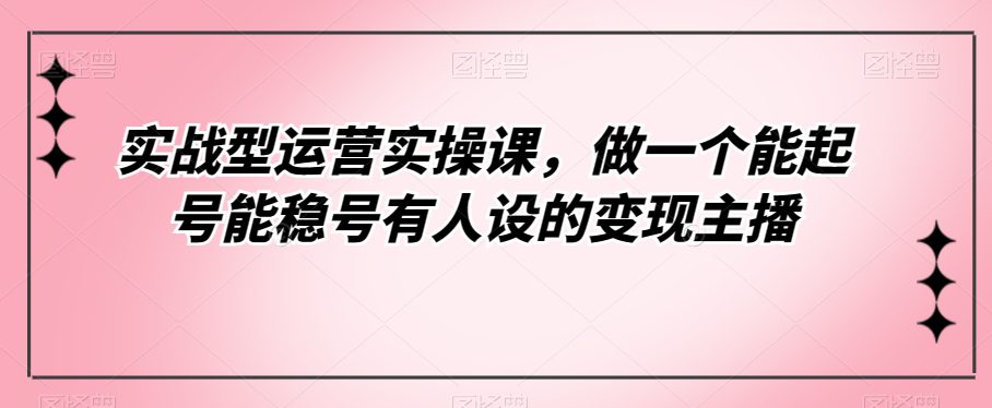 实战型运营实操课，做一个能起号能稳号有人设的变现主播-自媒体副业资源网