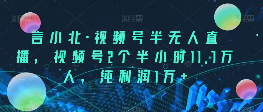 言小北·视频号半无人直播，视频号2个半小时11.7万人，纯利润1万+-自媒体副业资源网