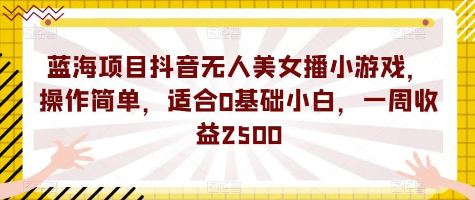 蓝海项目抖音无人美女播小游戏，操作简单，适合0基础小白，一周收益2500【揭秘】-自媒体副业资源网