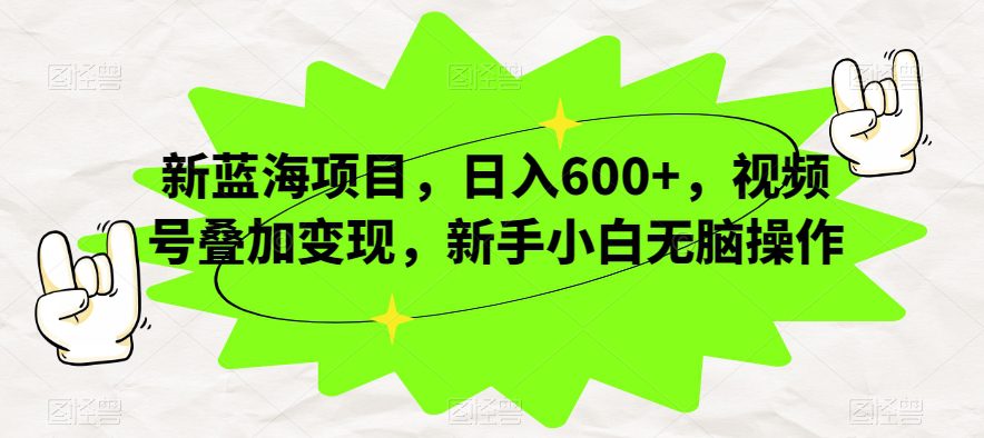 新蓝海项目，日入600+，视频号叠加变现，新手小白无脑操作【揭秘】-自媒体副业资源网