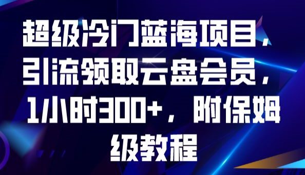 超级冷门蓝海项目，引流领取云盘会员，1小时300+，附保姆级教程-自媒体副业资源网