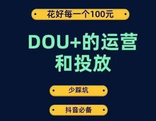 DOU+的运营和投放，花1条DOU+的钱，成为DOU+的投放高手，少走弯路不采坑-自媒体副业资源网