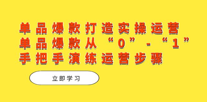 （7488期）单品爆款打造实操运营，单品爆款从“0”-“1”手把手演练运营步骤-自媒体副业资源网