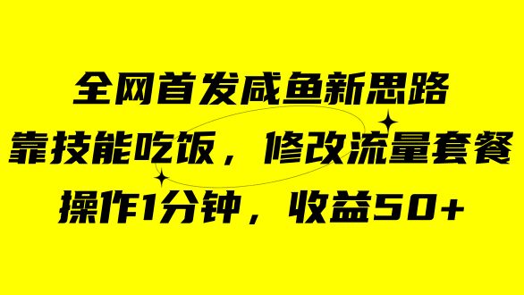 （7508期）咸鱼冷门新玩法，靠“技能吃饭”，修改流量套餐，操作1分钟，收益50+-自媒体副业资源网