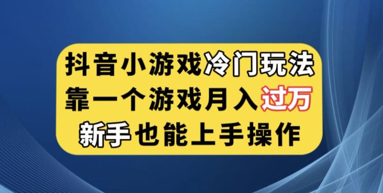 抖音小游戏冷门玩法，靠一个游戏月入过万，新手也能轻松上手【揭秘】-自媒体副业资源网