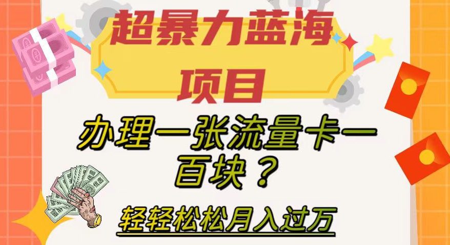 超暴力蓝海项目，办理一张流量卡一百块？轻轻松松月入过万，保姆级教程【揭秘】-自媒体副业资源网