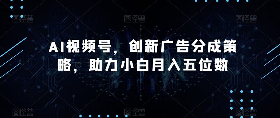 AI视频号，创新广告分成策略，助力小白月入五位数【揭秘】-自媒体副业资源网