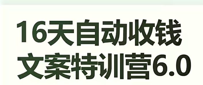 16天自动收钱文案特训营6.0，学会儿每天自动咔咔收钱-自媒体副业资源网