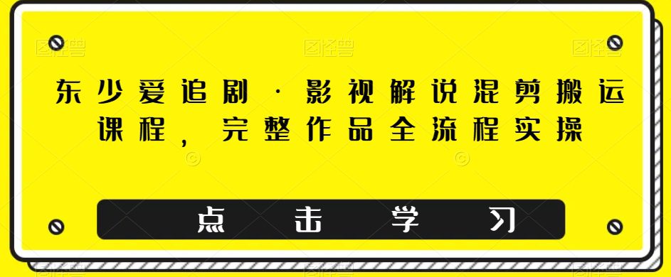 东少爱追剧·影视解说混剪搬运课程，完整作品全流程实操-自媒体副业资源网