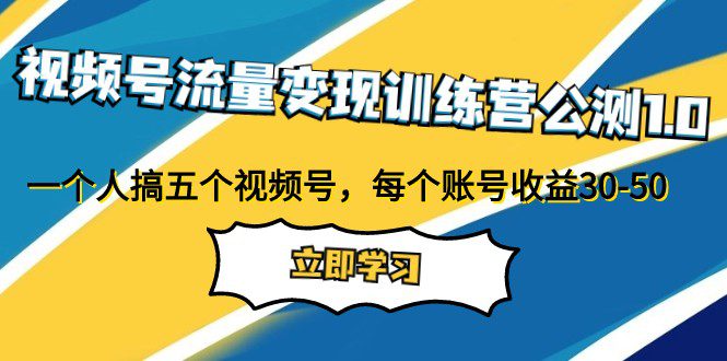 视频号流量变现训练营公测1.0：一个人搞五个视频号，每个账号收益30-50-自媒体副业资源网