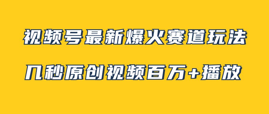 （7917期）视频号最新爆火赛道玩法，几秒视频可达百万播放，小白即可操作（附素材）-自媒体副业资源网