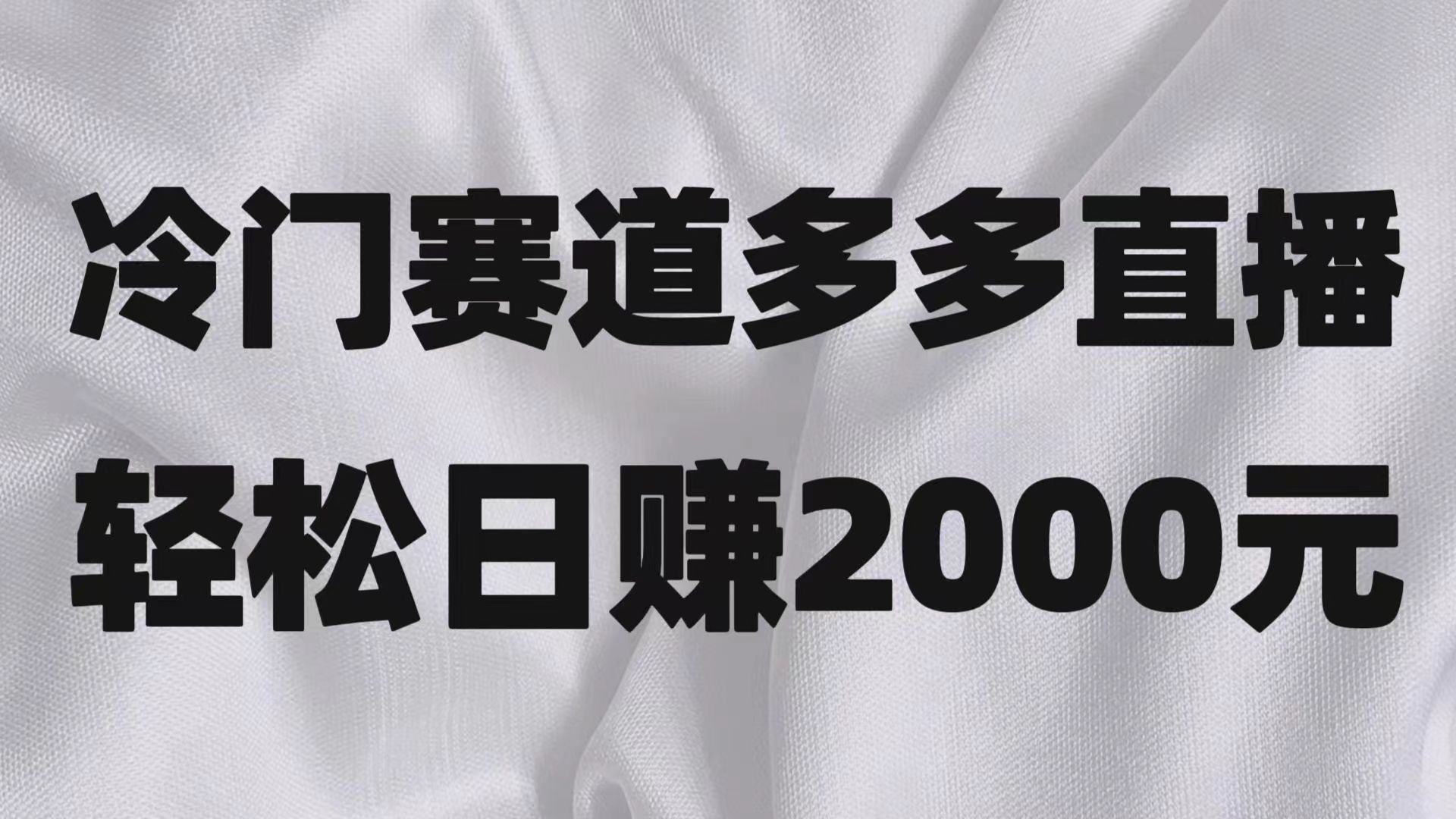 冷门赛道拼多多直播项目，简单念稿子，日收益2000＋-自媒体副业资源网