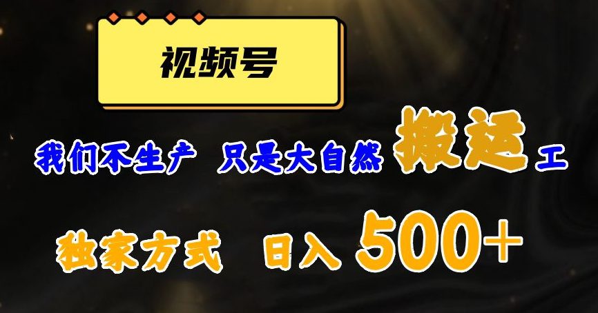 视频号轻松搬运日赚500+，一个1分钟1条原创视频【揭秘】-自媒体副业资源网