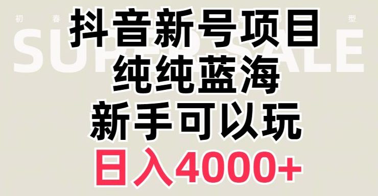 抖音蓝海赛道，必须是新账号，日入4000+【揭秘】-自媒体副业资源网