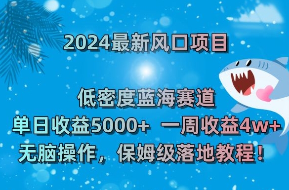 2024最新风口项目，低密度蓝海赛道，单日收益5000+，一周收益4w+！-自媒体副业资源网