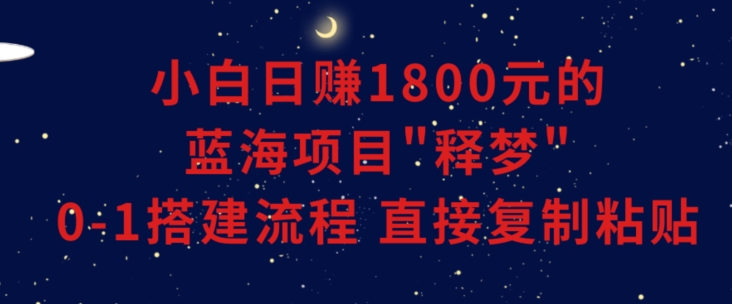 小白能日赚1800元的蓝海项目”释梦”0-1搭建流程可直接复制粘贴长期做-自媒体副业资源网