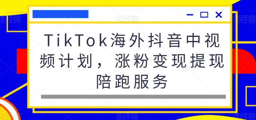 TikTok海外抖音中视频计划，涨粉变现提现陪跑服务-自媒体副业资源网