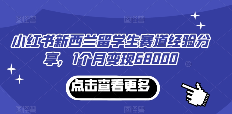 小红书新西兰留学生赛道经验分享，1个月变现68000-自媒体副业资源网