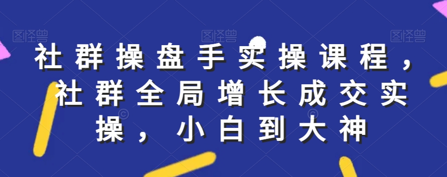 社群实操课程，社群全局增长成交实操，小白到大神-自媒体副业资源网