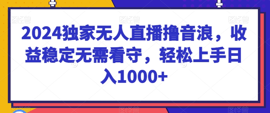 2024独家无人直播撸音浪，收益稳定无需看守，轻松上手日入1000+-自媒体副业资源网