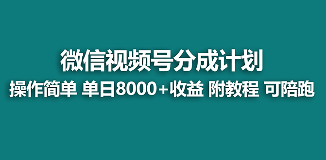 （8929期）【蓝海项目】视频号分成计划最新玩法，单天收益8000+，附玩法教程，24年…-自媒体副业资源网