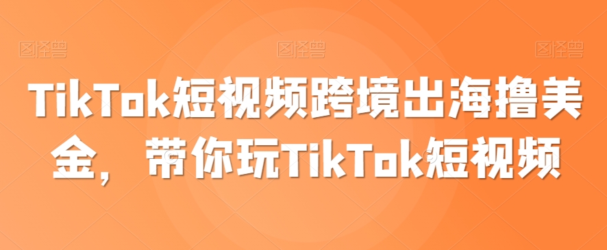 TikTok短视频跨境出海撸美金，带你玩TikTok短视频-自媒体副业资源网